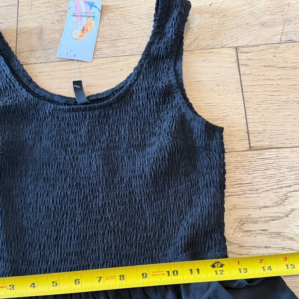 PrettyGarden Smocked Tiered Maxi Dress Black Sleeveless Scoop Neck S NWT (1545) - Picture 7 of 10